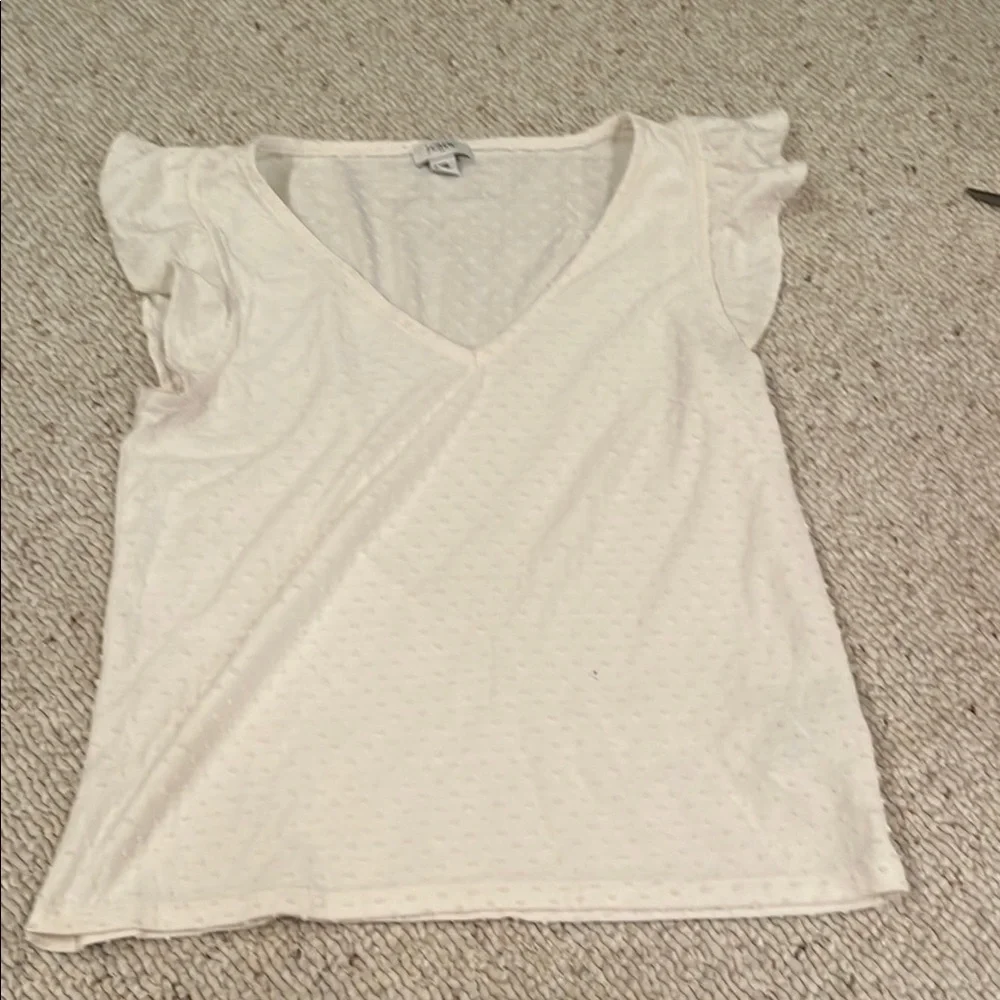 J. Crew White Textured Ruffle Tank Top - Picture 1 of 1